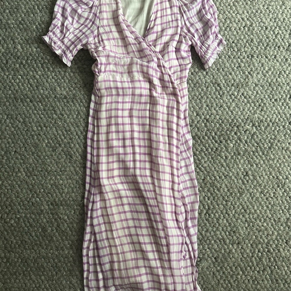 Anthropologie Lavender Check Midi Dress